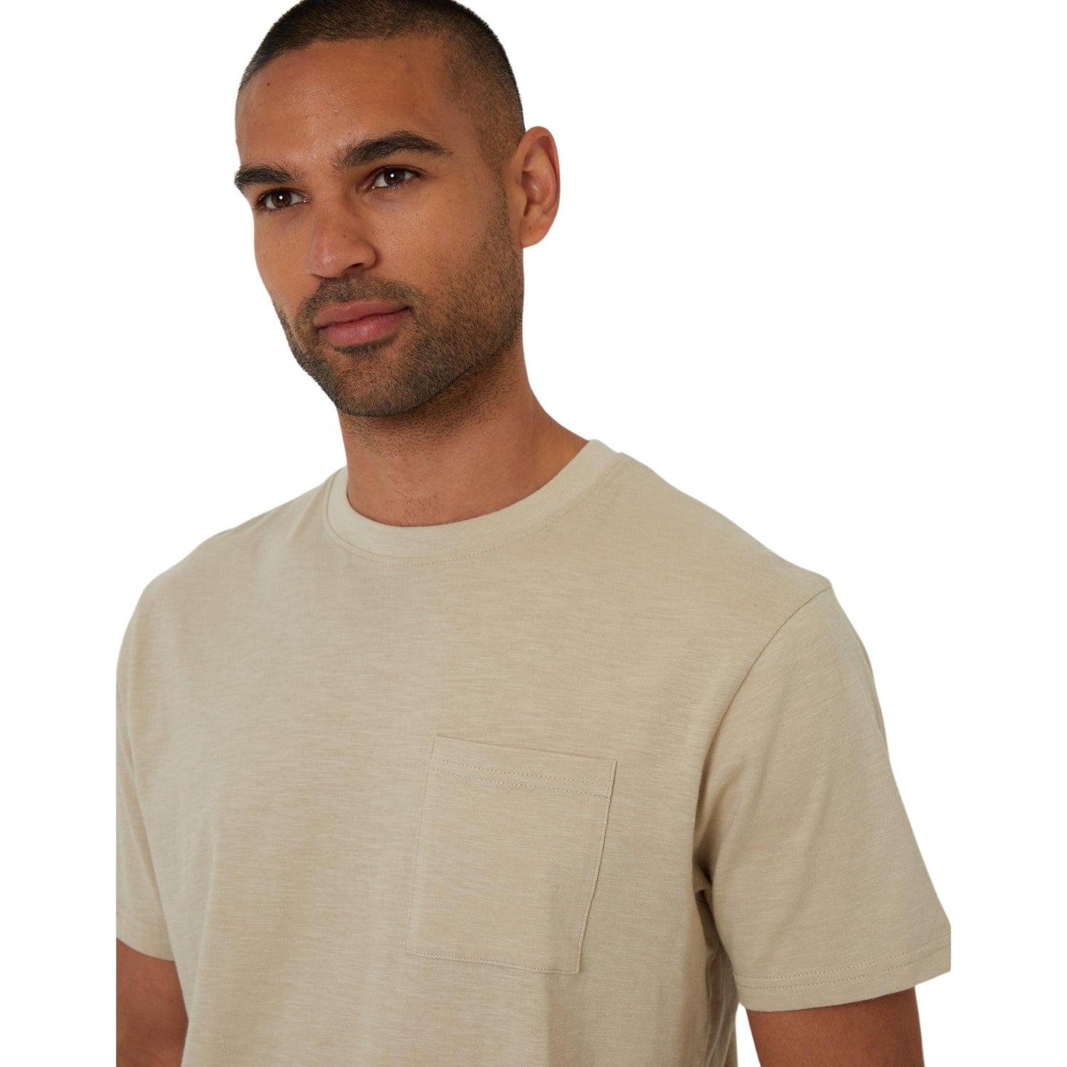 Stone - Side - Threadbare Mens Chest Pocket Regular T-Shirt