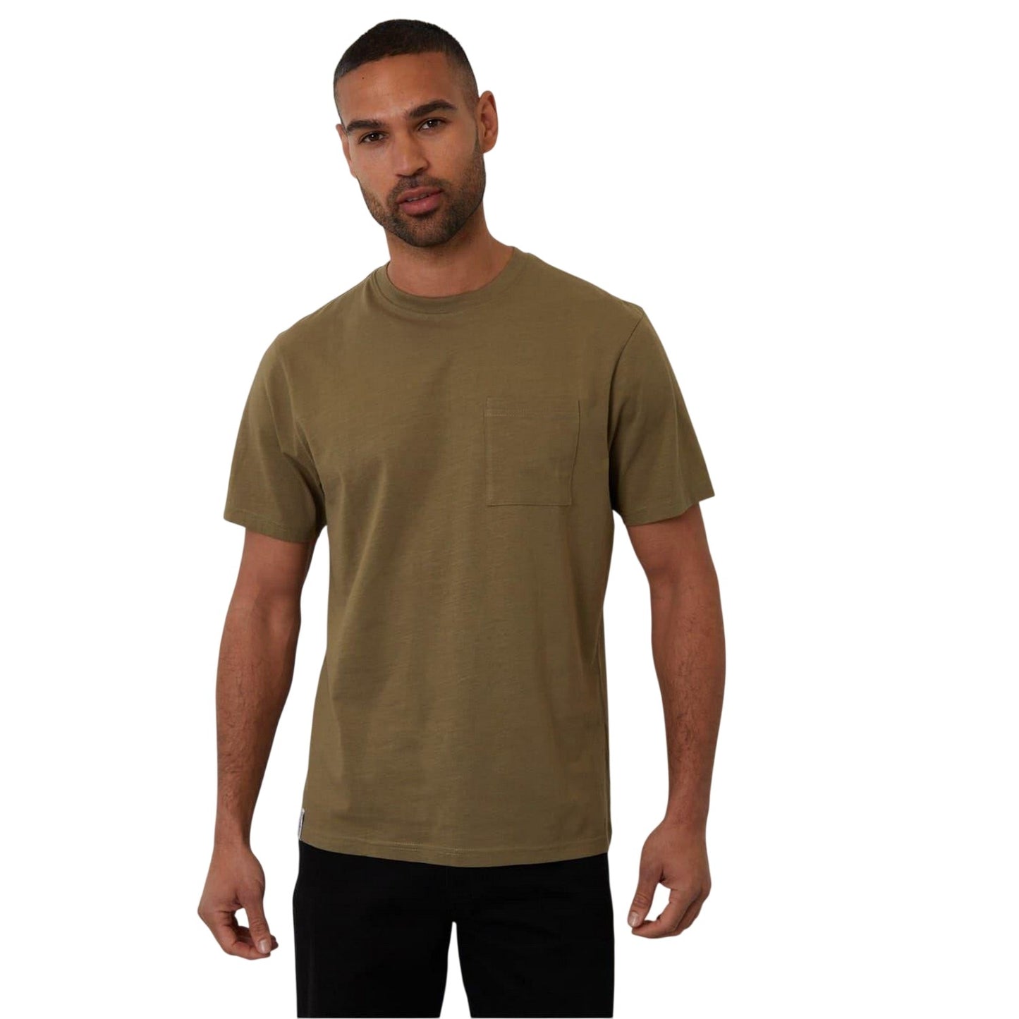 Khaki Green - Front - Threadbare Mens Chest Pocket Regular T-Shirt