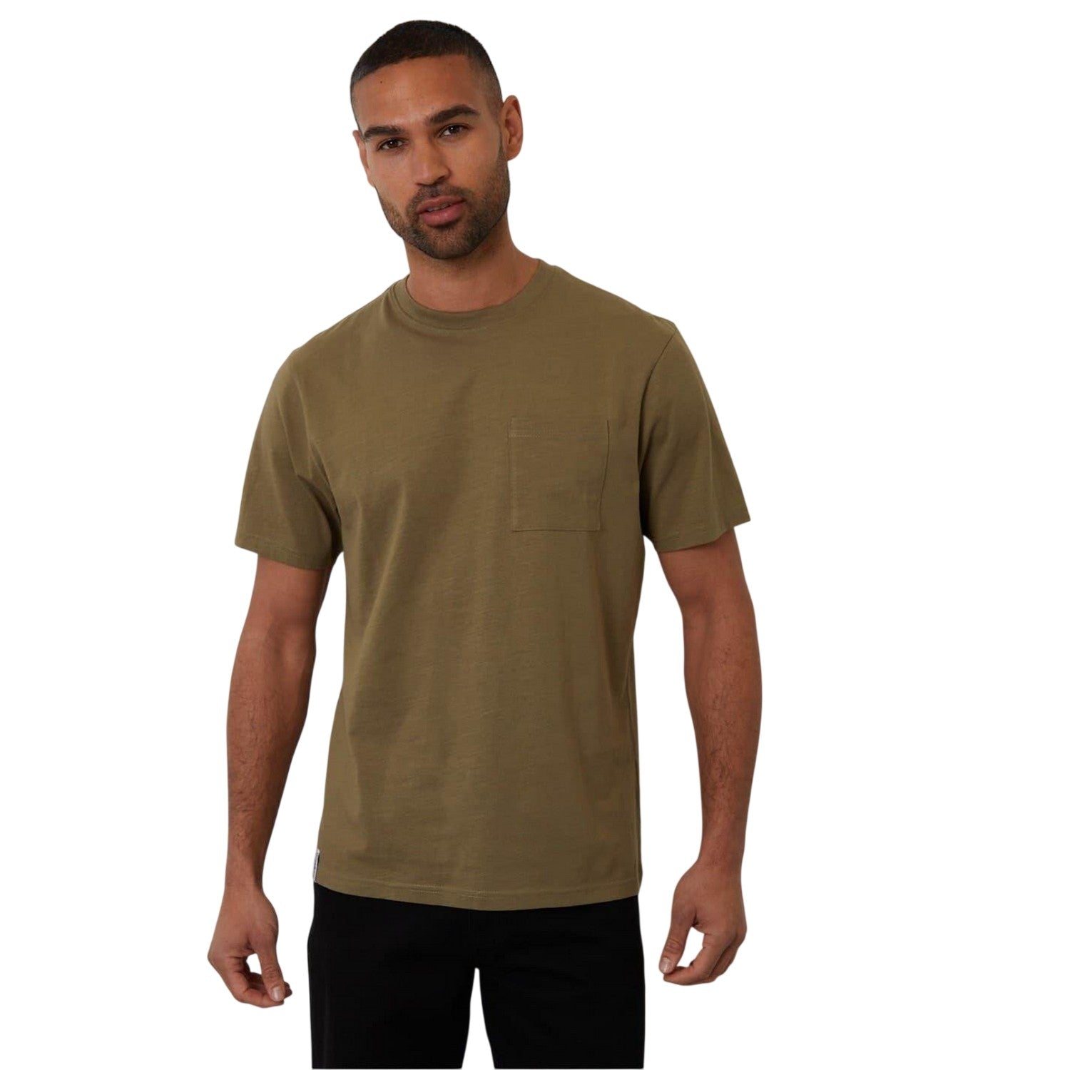 Khaki Green - Front - Threadbare Mens Chest Pocket Regular T-Shirt