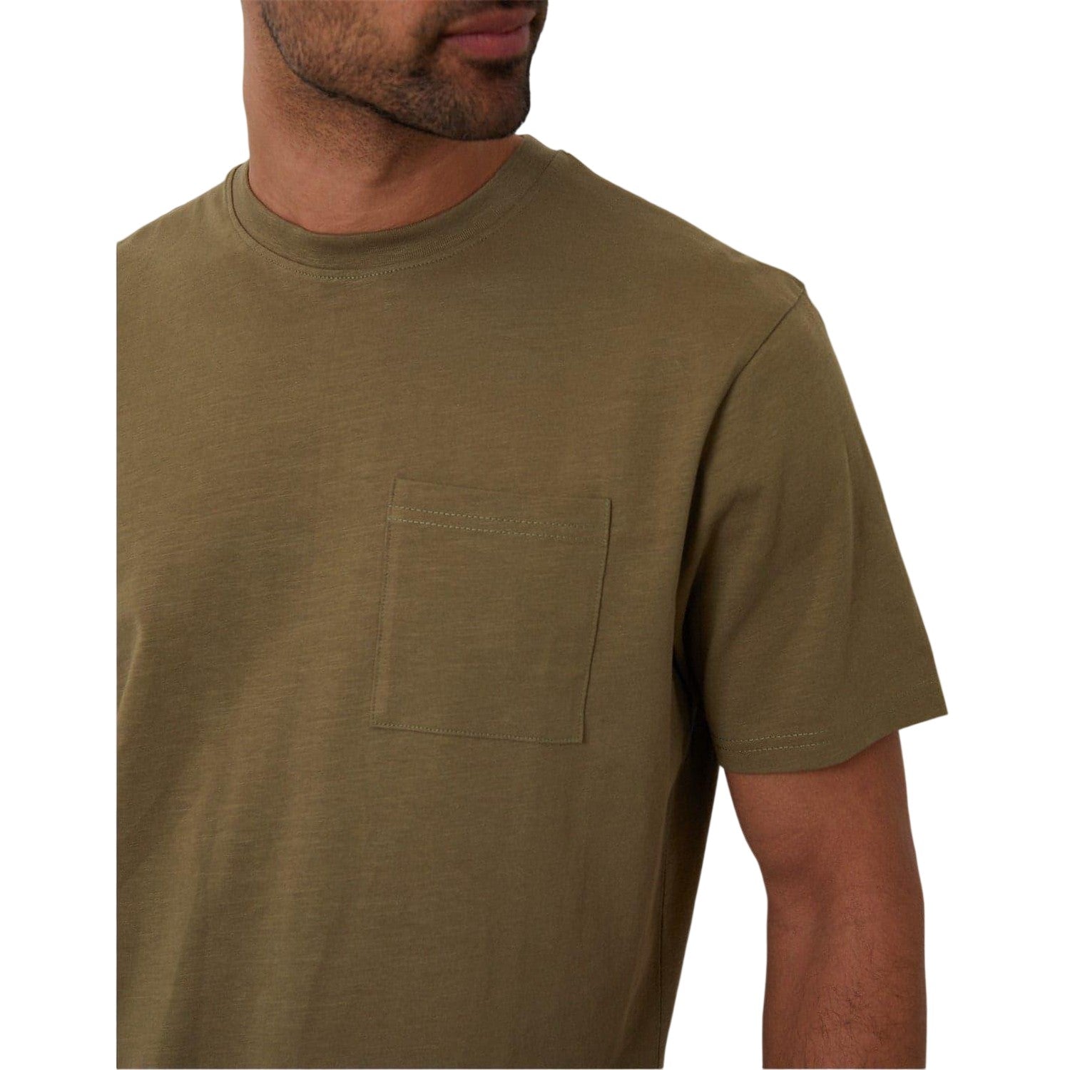 Khaki Green - Side - Threadbare Mens Chest Pocket Regular T-Shirt