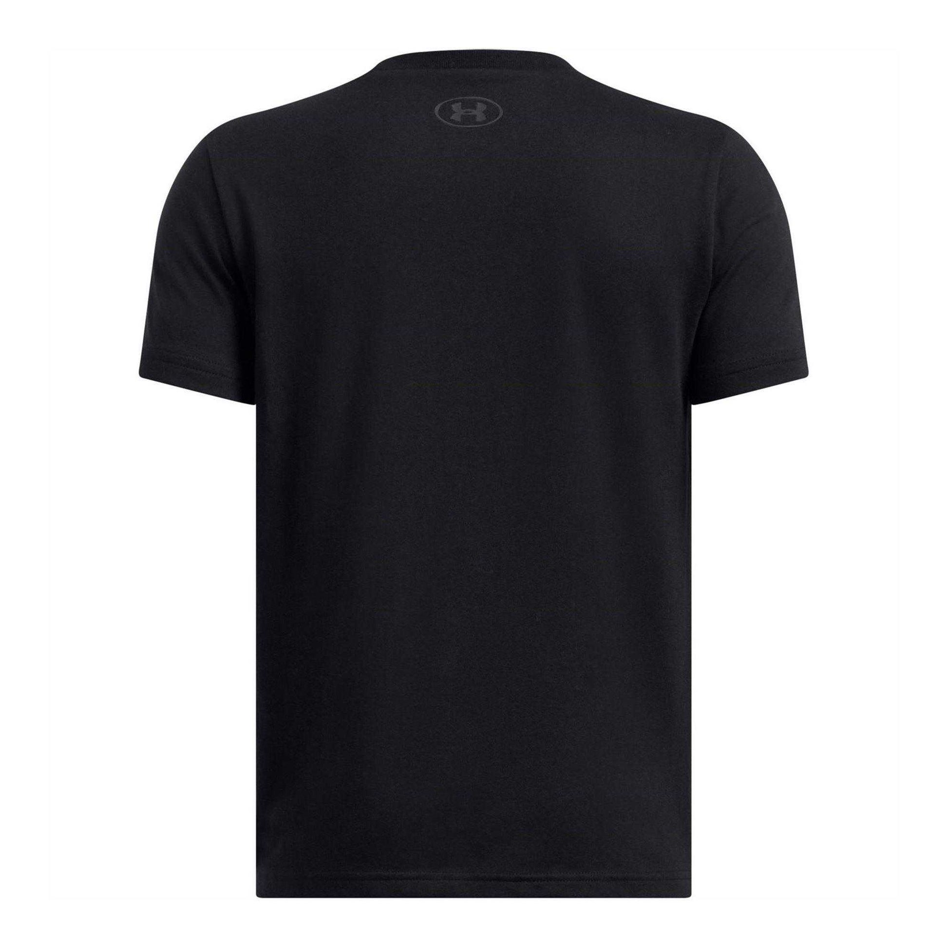 Black-Grey - Back - Under Armour Boys Boxed Logo Regular T-Shirt