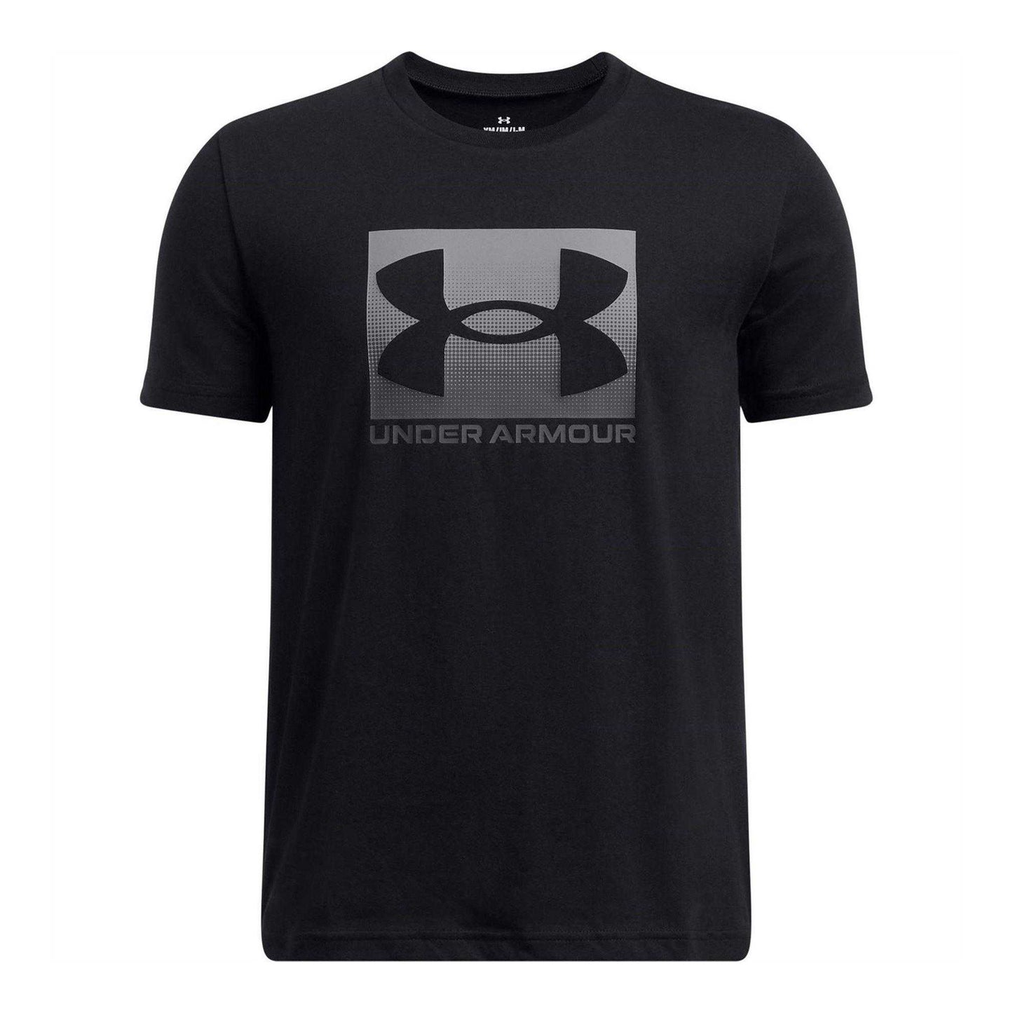 Black-Grey - Front - Under Armour Boys Boxed Logo Regular T-Shirt