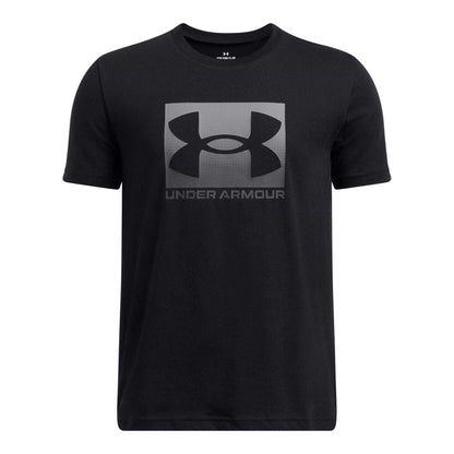 Black-Grey - Front - Under Armour Boys Boxed Logo Regular T-Shirt