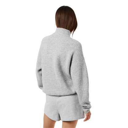 Grey Marl - Back - Jack Wills Womens-Ladies Acrylic Half Zip Oversized Jumper
