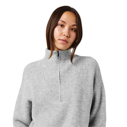 Grey Marl - Side - Jack Wills Womens-Ladies Acrylic Half Zip Oversized Jumper