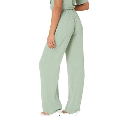 Sage - Back - I Saw It First Womens-Ladies Crepe Wide Leg Trousers
