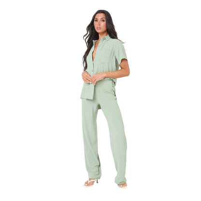 Sage - Lifestyle - I Saw It First Womens-Ladies Crepe Wide Leg Trousers