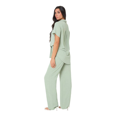 Sage - Pack Shot - I Saw It First Womens-Ladies Crepe Wide Leg Trousers