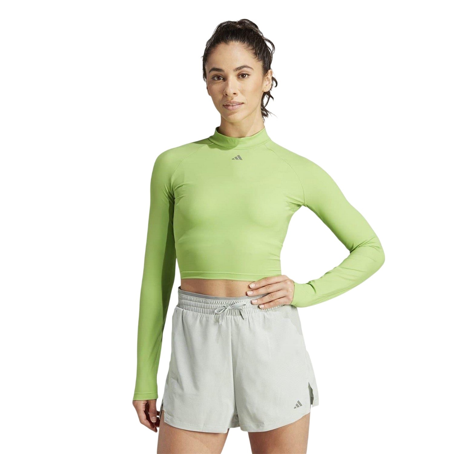 Green - Side - Adidas Womens-Ladies HIIT Fitted Technical Top