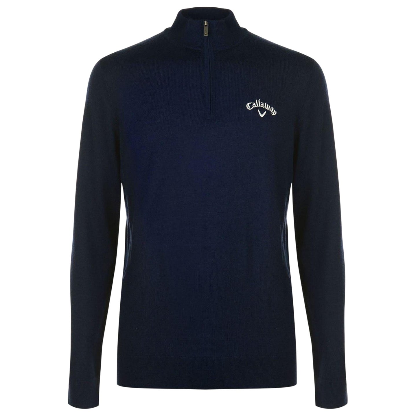 Navy - Front - Callaway Mens Fine Knit Quarter Zip Jumper