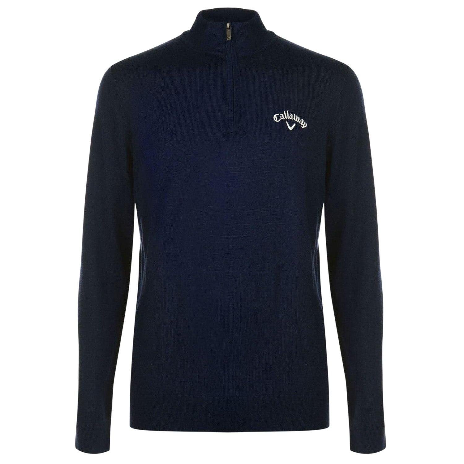 Navy - Front - Callaway Mens Fine Knit Quarter Zip Jumper