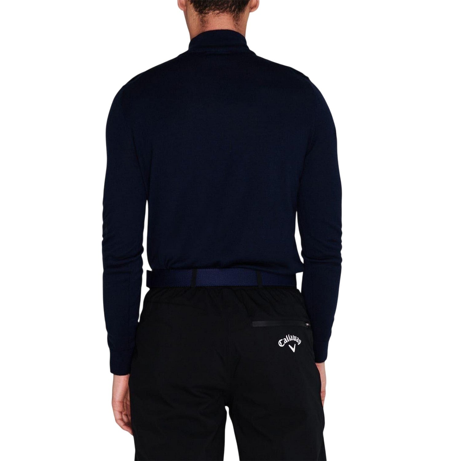 Navy - Back - Callaway Mens Fine Knit Quarter Zip Jumper