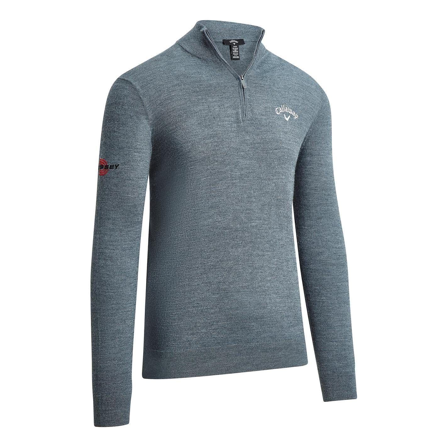 Steel - Front - Callaway Mens Fine Knit Quarter Zip Jumper