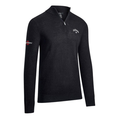 Black Ink - Front - Callaway Mens Fine Knit Quarter Zip Jumper