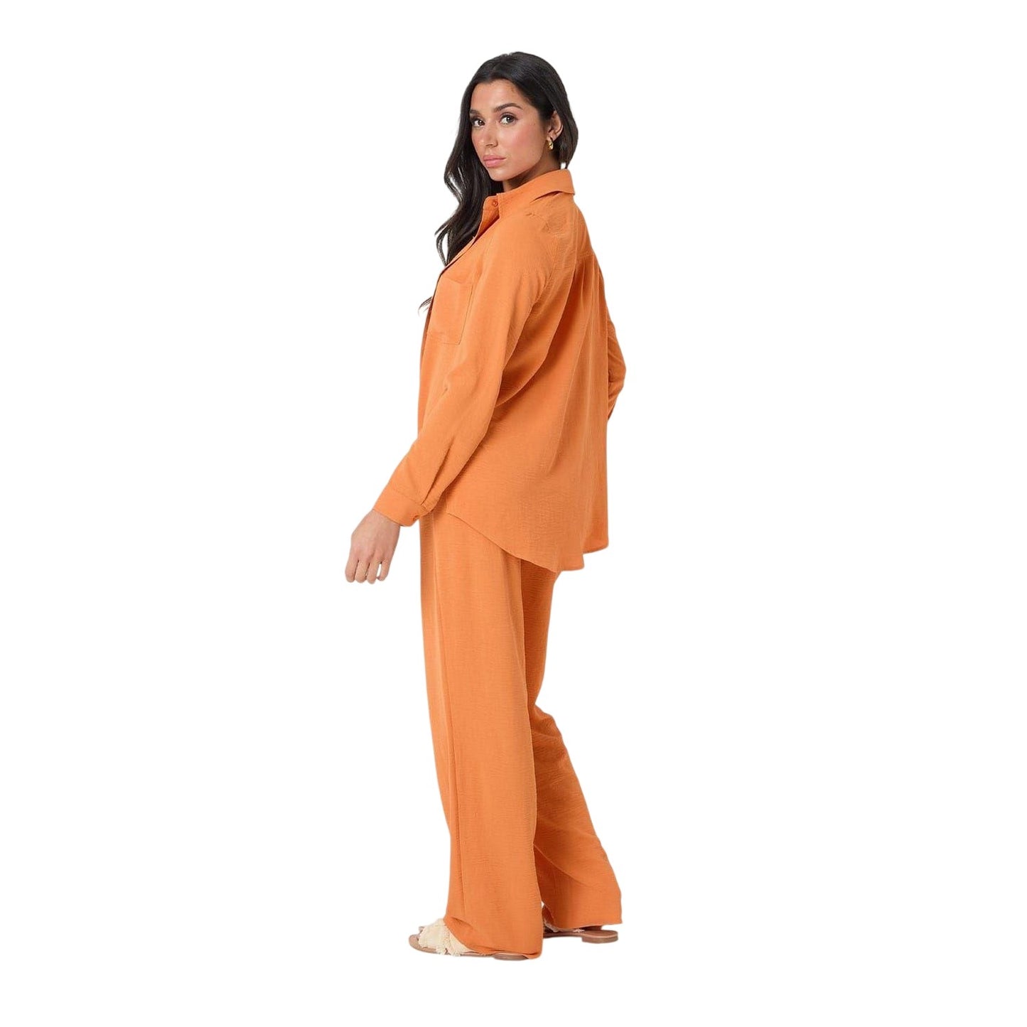 Orange - Lifestyle - I Saw It First Womens-Ladies Wide Leg Work Trousers