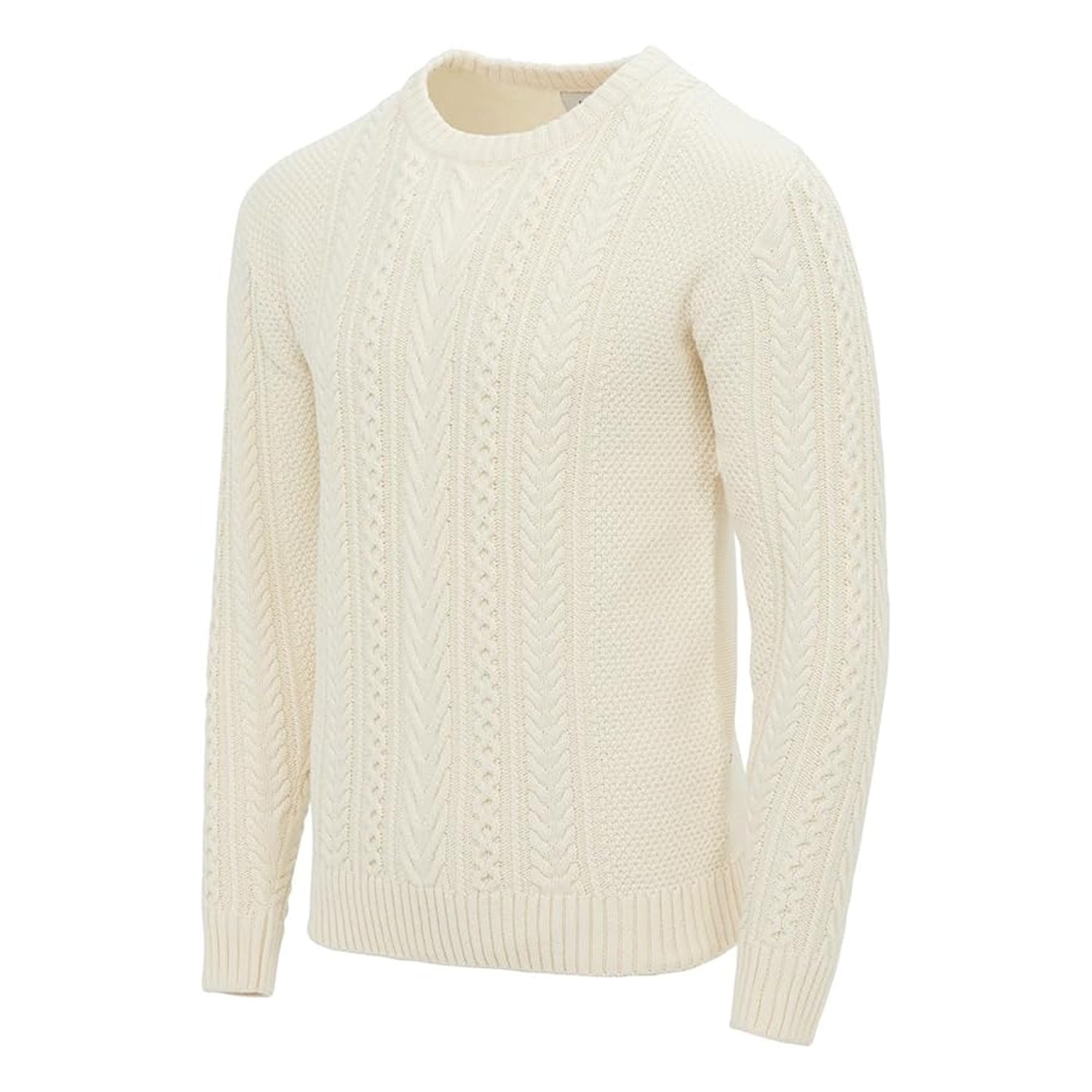 Ecru - Side - Firetrap Mens Cable Knit Cotton Jumper