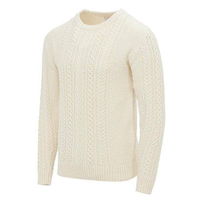 Ecru - Side - Firetrap Mens Cable Knit Cotton Jumper