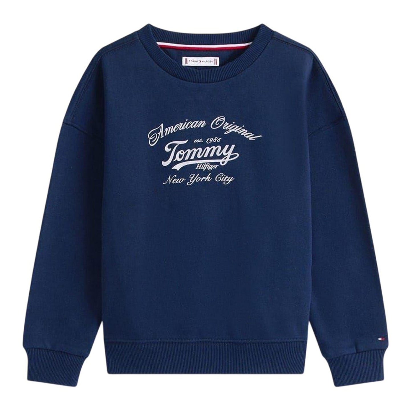 Night Navy - Front - Tommy Hilfiger Childrens-Kids Script Crew Neck Sweatshirt