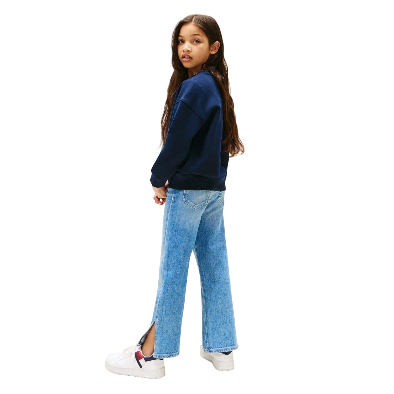 Night Navy - Back - Tommy Hilfiger Childrens-Kids Script Crew Neck Sweatshirt