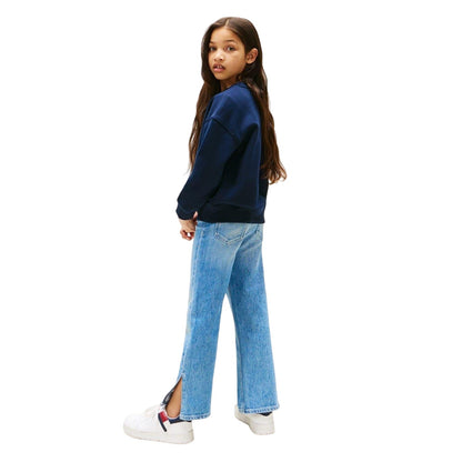 Night Navy - Back - Tommy Hilfiger Childrens-Kids Script Crew Neck Sweatshirt