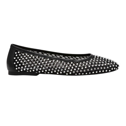 Black - Side - Steve Madden Womens-Ladies Auden Embellished Ballet Flats