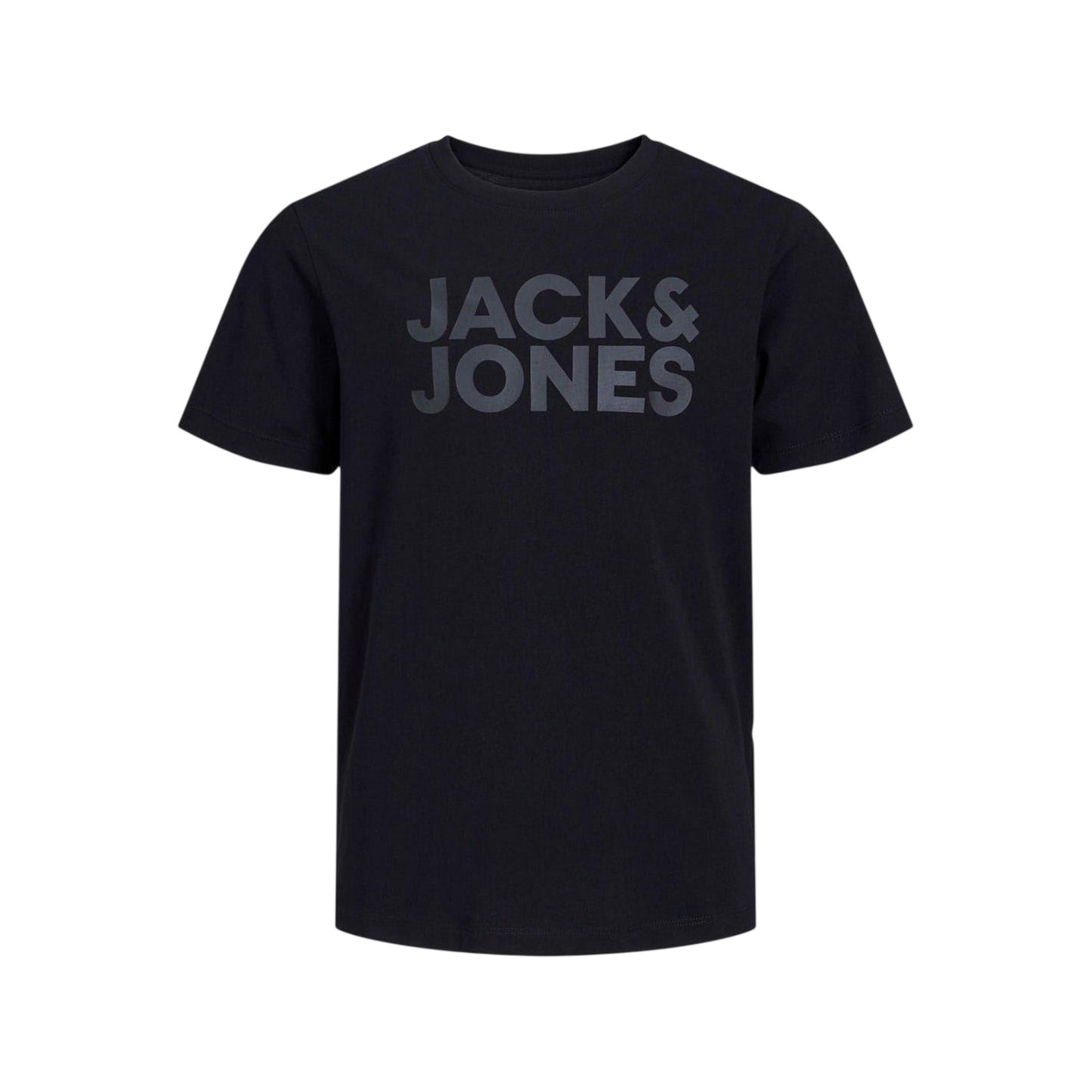 Black - Front - Jack And Jones Childrens-Kids Cotton Regular T-Shirt