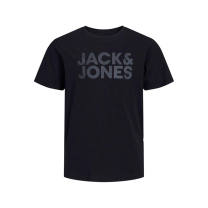 Black - Front - Jack And Jones Childrens-Kids Cotton Regular T-Shirt