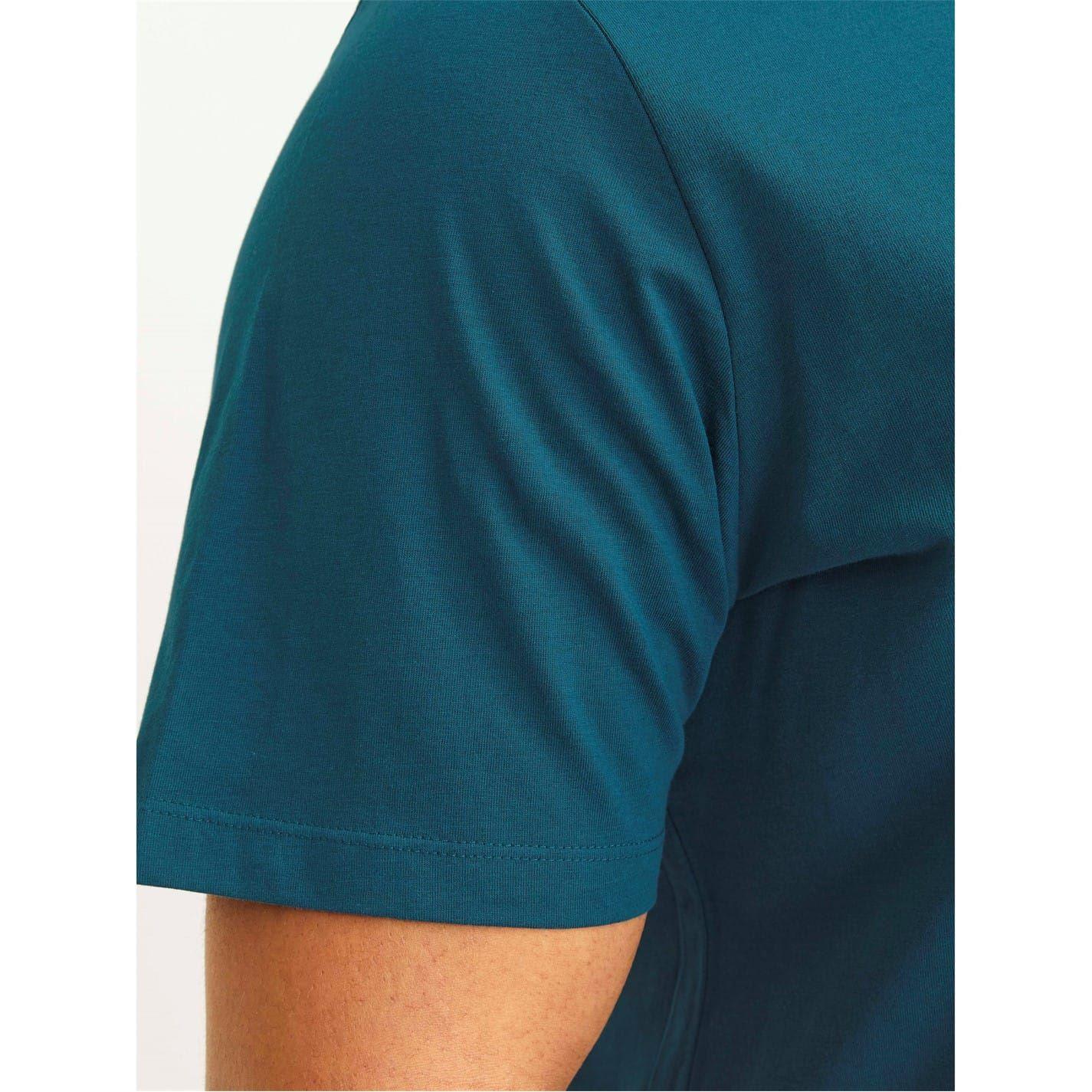Deep Teal - Pack Shot - Jack And Jones Mens Cropped Logo Cotton Plus T-Shirt