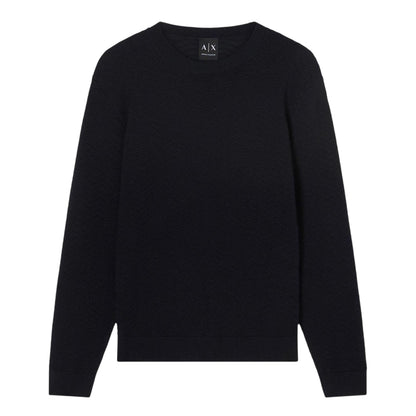 Deep Navy - Front - Armani Exchange Mens Knitted Jumper