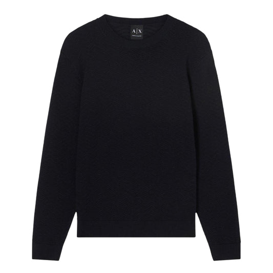 Deep Navy - Front - Armani Exchange Mens Knitted Jumper