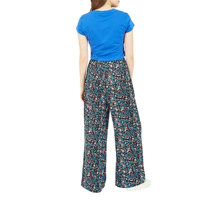 Blue - Back - Yumi Womens-Ladies Floral Trousers