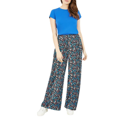 Blue - Lifestyle - Yumi Womens-Ladies Floral Trousers