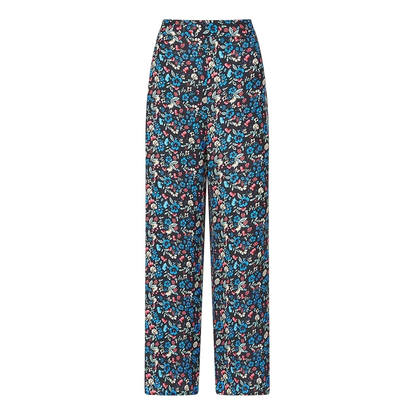 Blue - Front - Yumi Womens-Ladies Floral Trousers