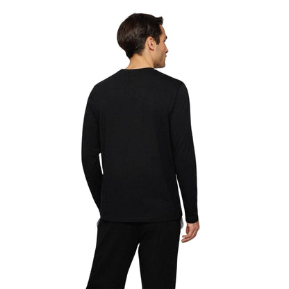 Black - Back - Boss Mens Embroidered Logo Crew Neck Long-Sleeved T-Shirt