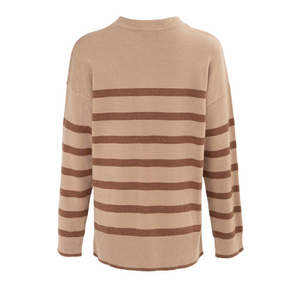 Cream - Back - Miso Womens-Ladies Stripe Jumper