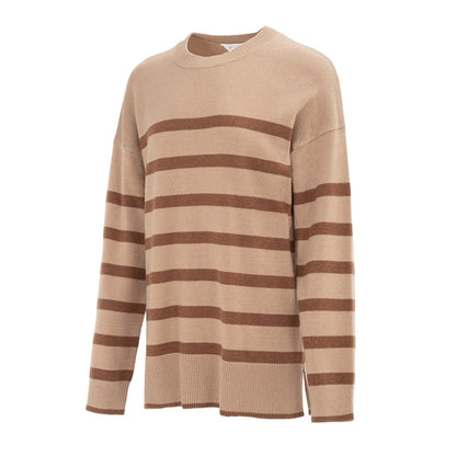Cream - Side - Miso Womens-Ladies Stripe Jumper