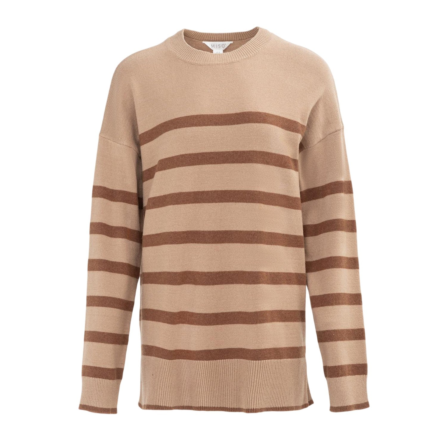 Cream - Front - Miso Womens-Ladies Stripe Jumper