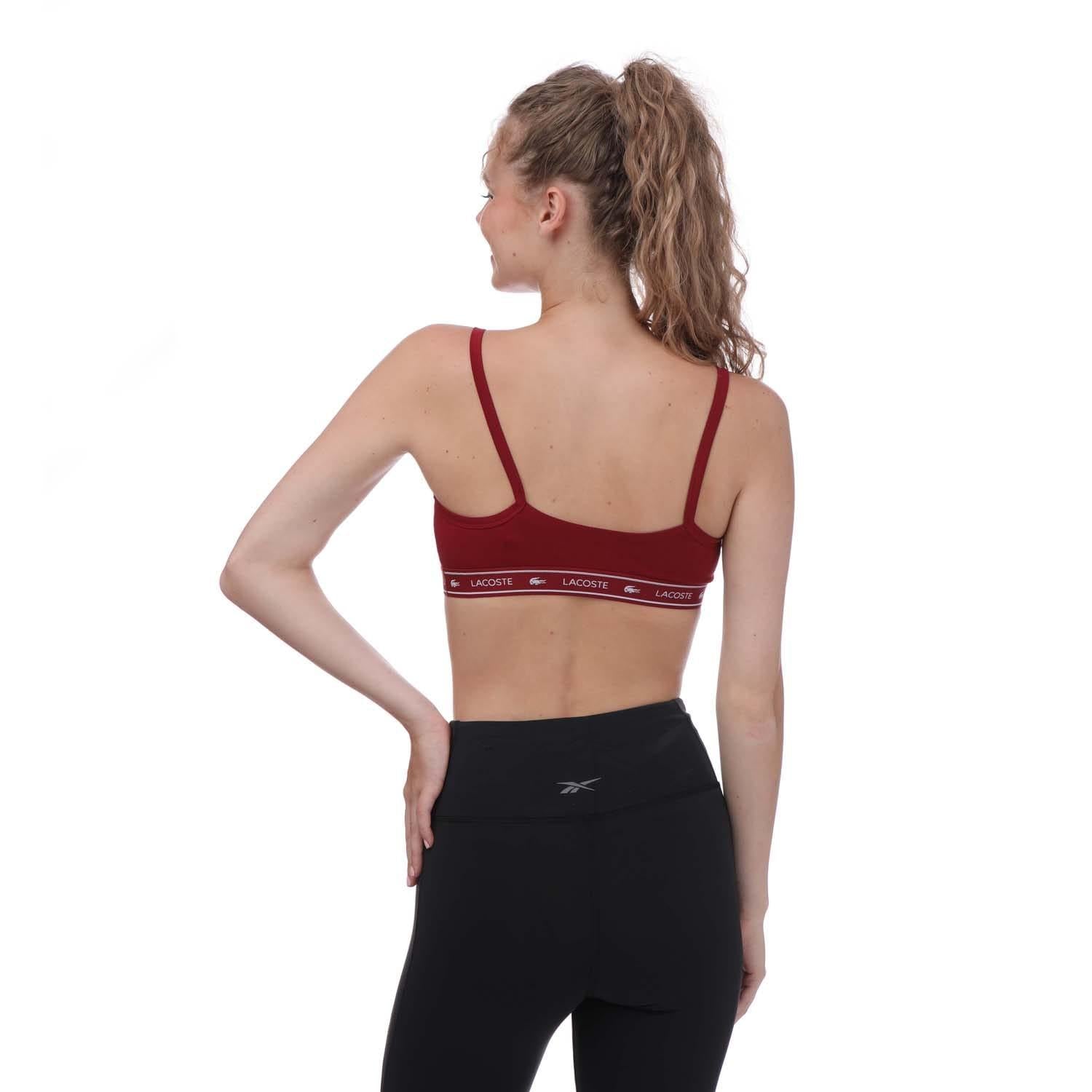 Burgundy - Back - Lacoste Womens-Ladies Bandeau Sports Bra