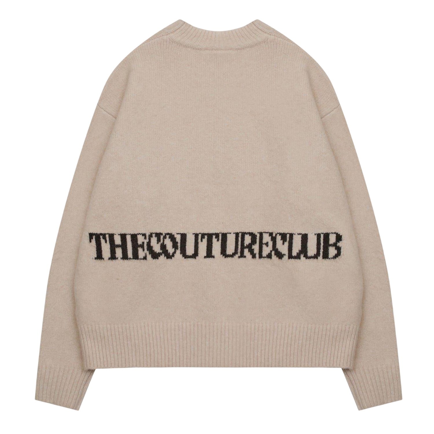 Beige - Back - Couture Mens Copyright Brushed Relaxed Fit Jumper