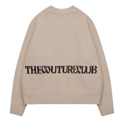 Beige - Back - Couture Mens Copyright Brushed Relaxed Fit Jumper