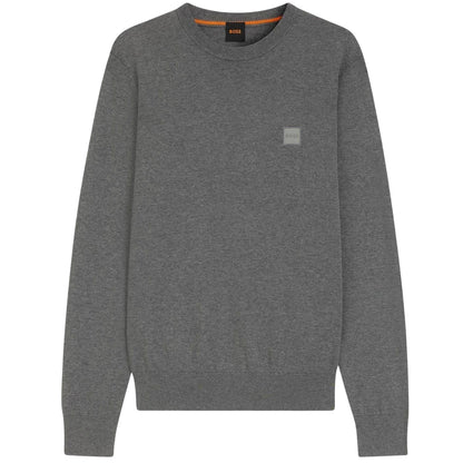 Silver Grey - Front - Boss Mens Kanovano Crew Neck Jumper