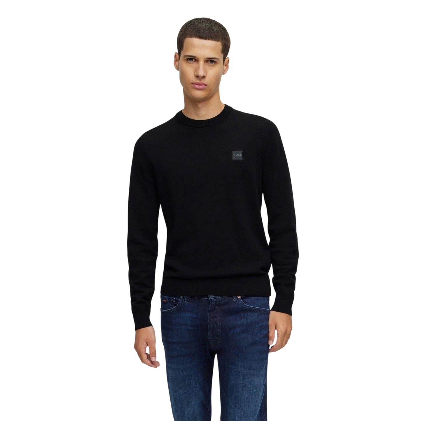 Black - Side - Boss Mens Kanovano Crew Neck Jumper