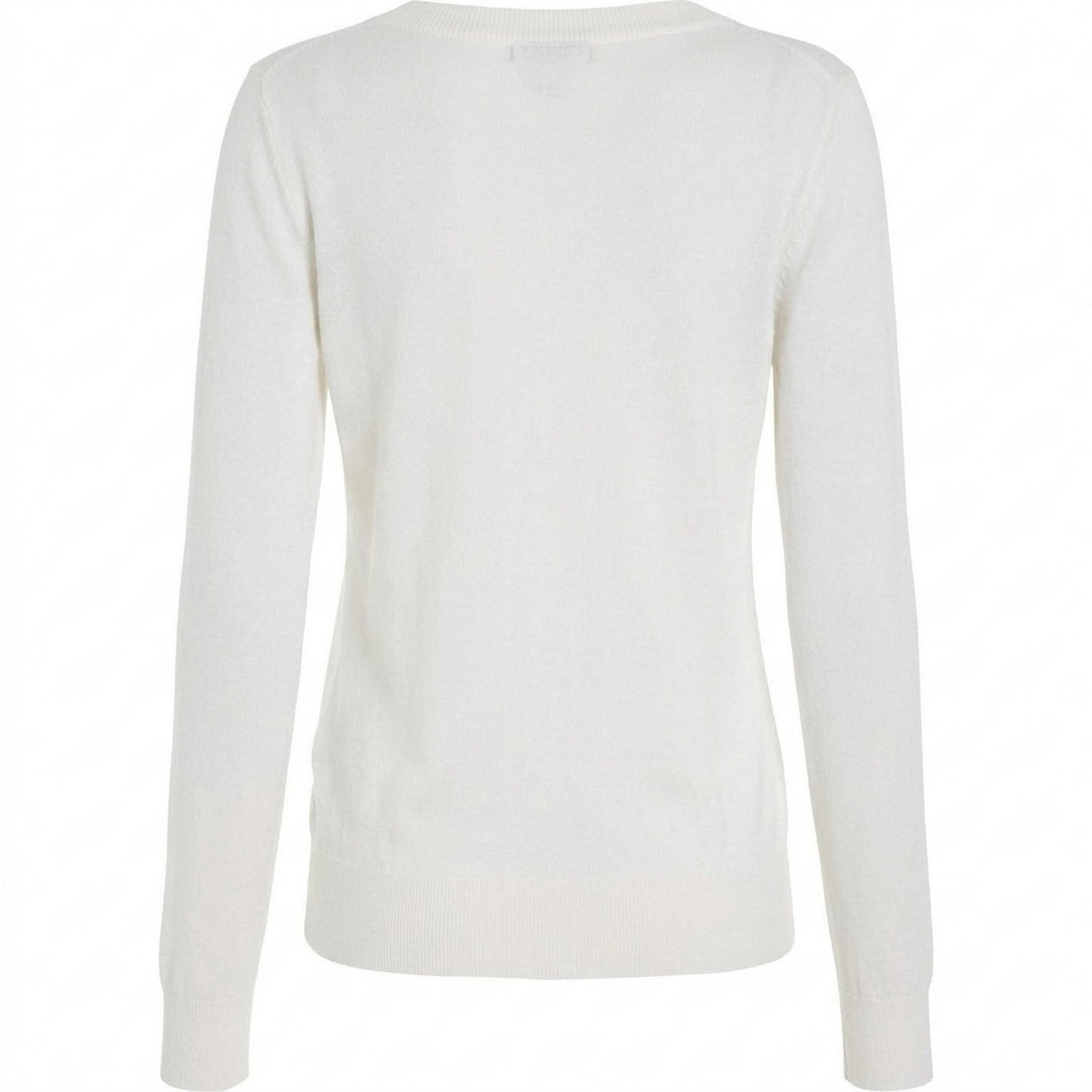 Ecru - Back - Tommy Hilfiger Womens-Ladies Cotton V Neck Sweater Top
