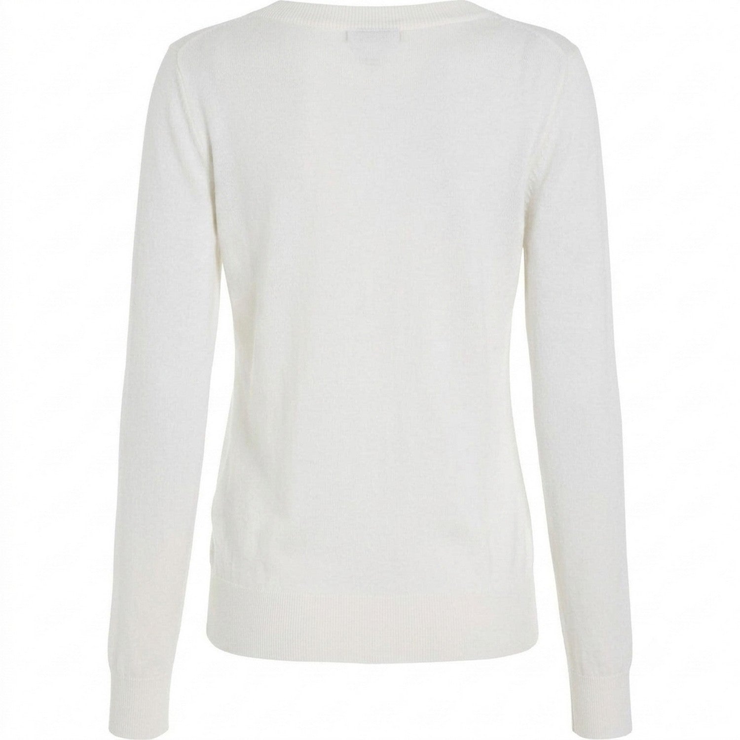Ecru - Back - Tommy Hilfiger Womens-Ladies Cotton V Neck Sweater Top