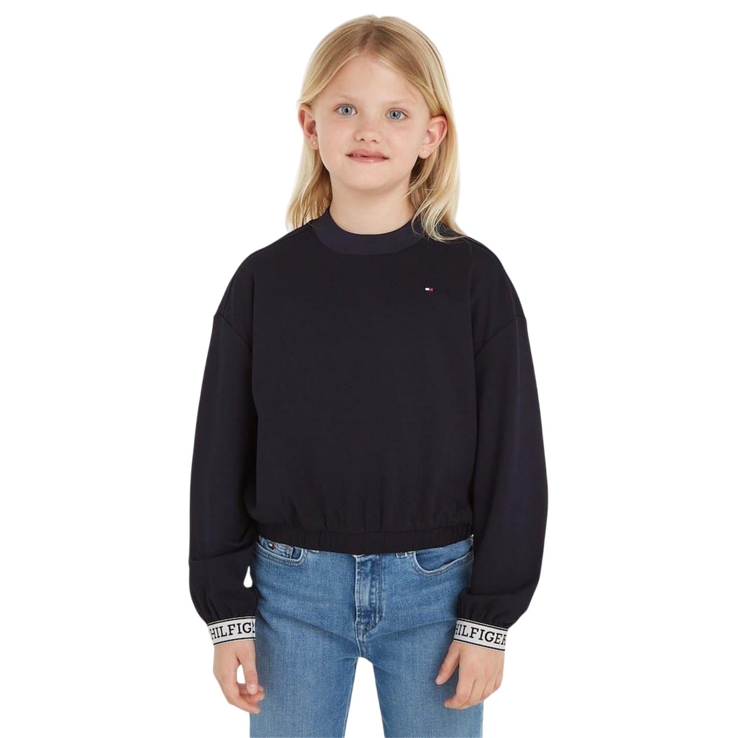 Desert Sky - Side - Tommy Hilfiger Childrens-Kids Tape Crew Neck Jumper