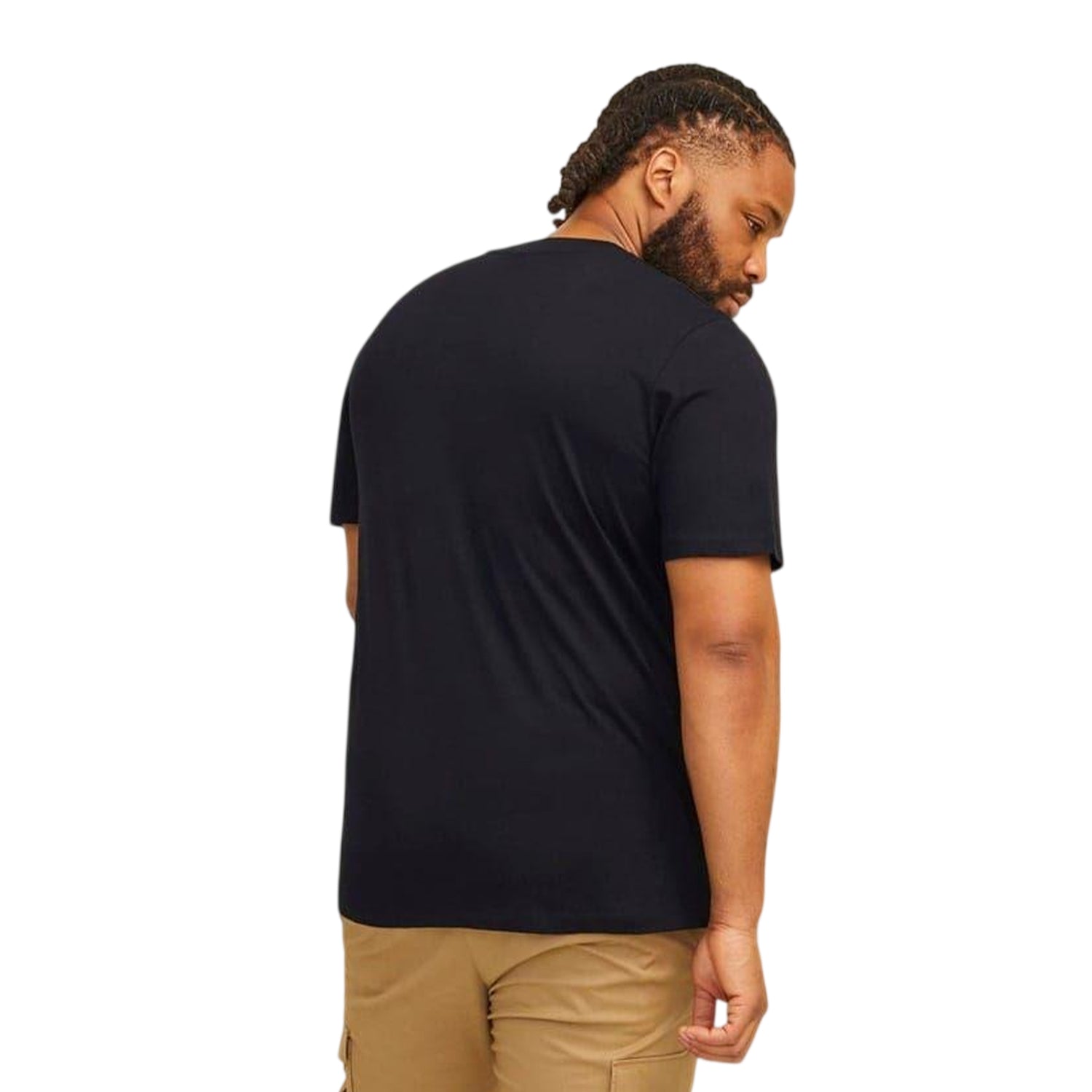 Black - Back - Jack And Jones Mens Varsity Cotton Plus T-Shirt