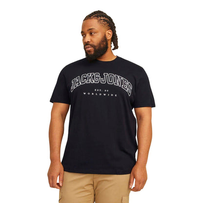 Black - Side - Jack And Jones Mens Varsity Cotton Plus T-Shirt