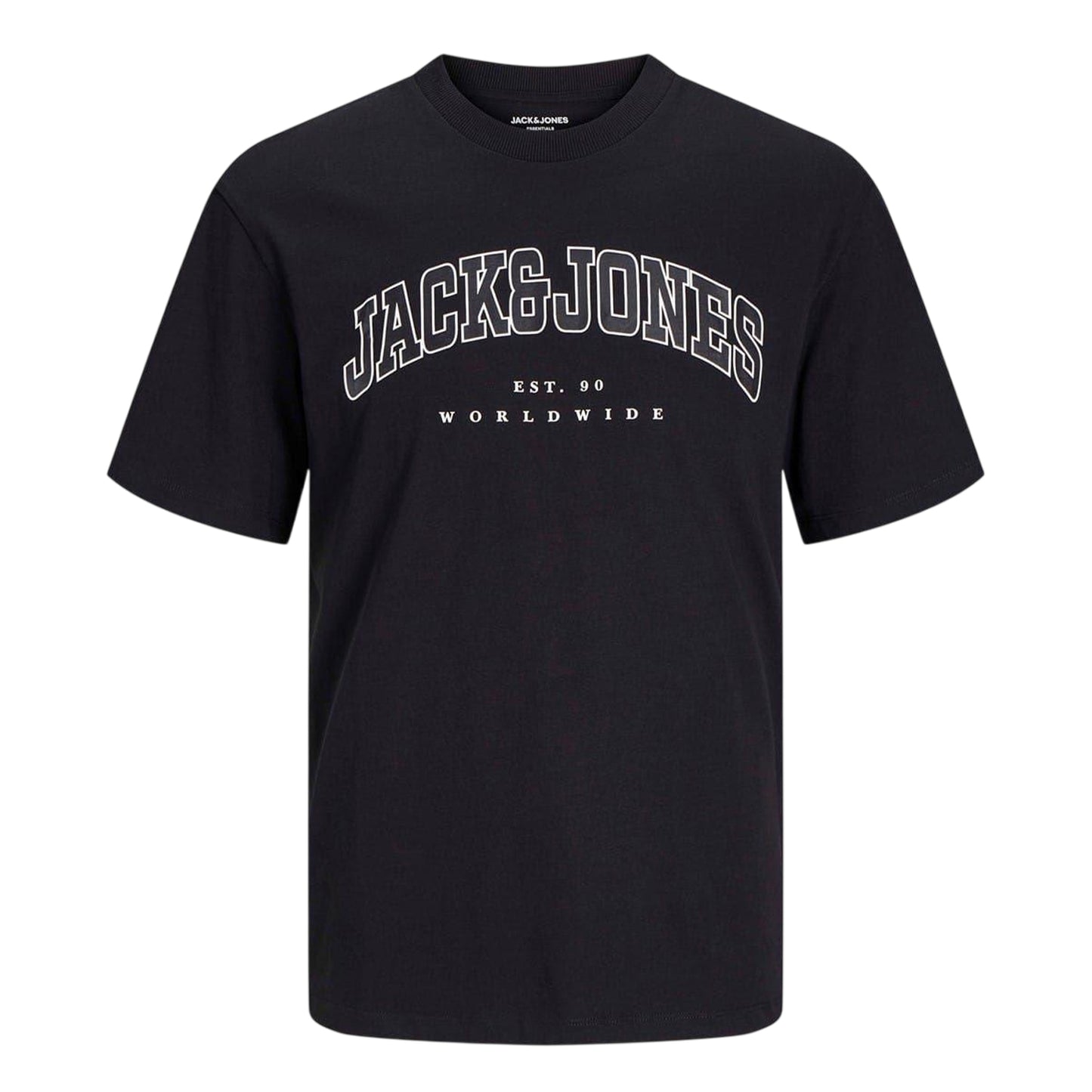 Black - Front - Jack And Jones Mens Varsity Cotton Plus T-Shirt