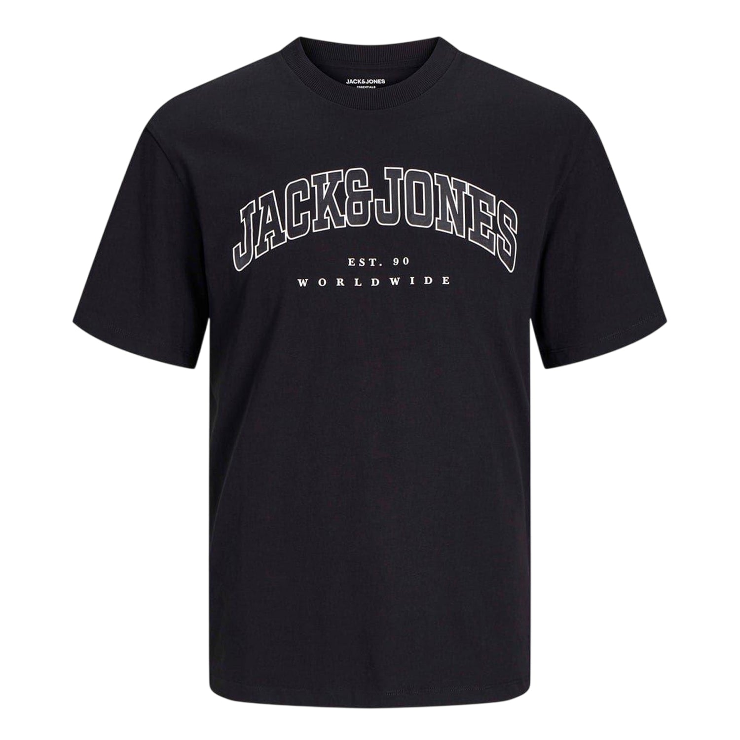 Black - Front - Jack And Jones Mens Varsity Cotton Plus T-Shirt