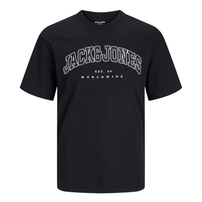 Black - Front - Jack And Jones Mens Varsity Cotton Plus T-Shirt